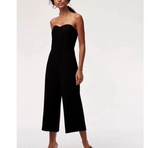 Aritizia Babaton Rashon Black Strapless Sweetheart Wide Leg Crop Jumpsuit 2 RR1